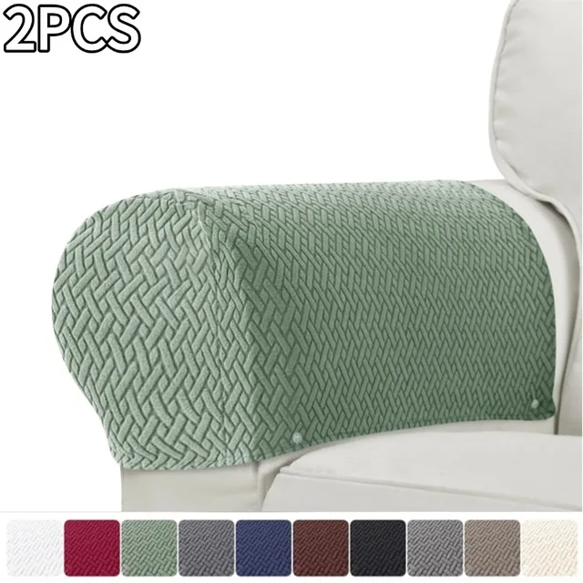 2 pz/set Jacquard Bracciolo Coprisedie Colore Solido Campione a prova di Polvere Divano Braccioli Copertura Universale per Soggiorno Complementi Arredo Casa 1
