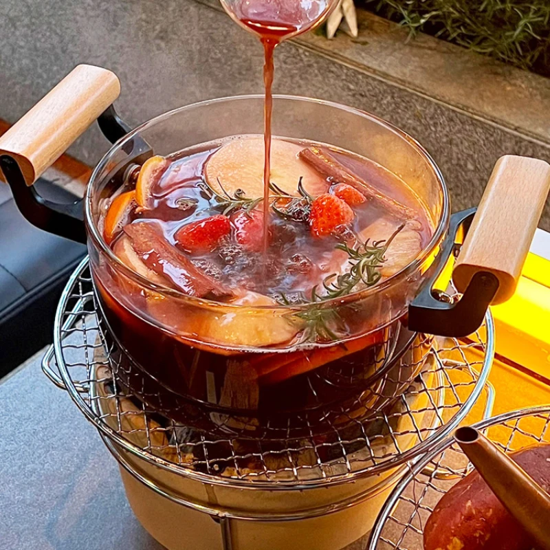 Special pot for boiling red wine Open flame glass Anti-scalding utensils Transparent boiled with Glass pot is resistant