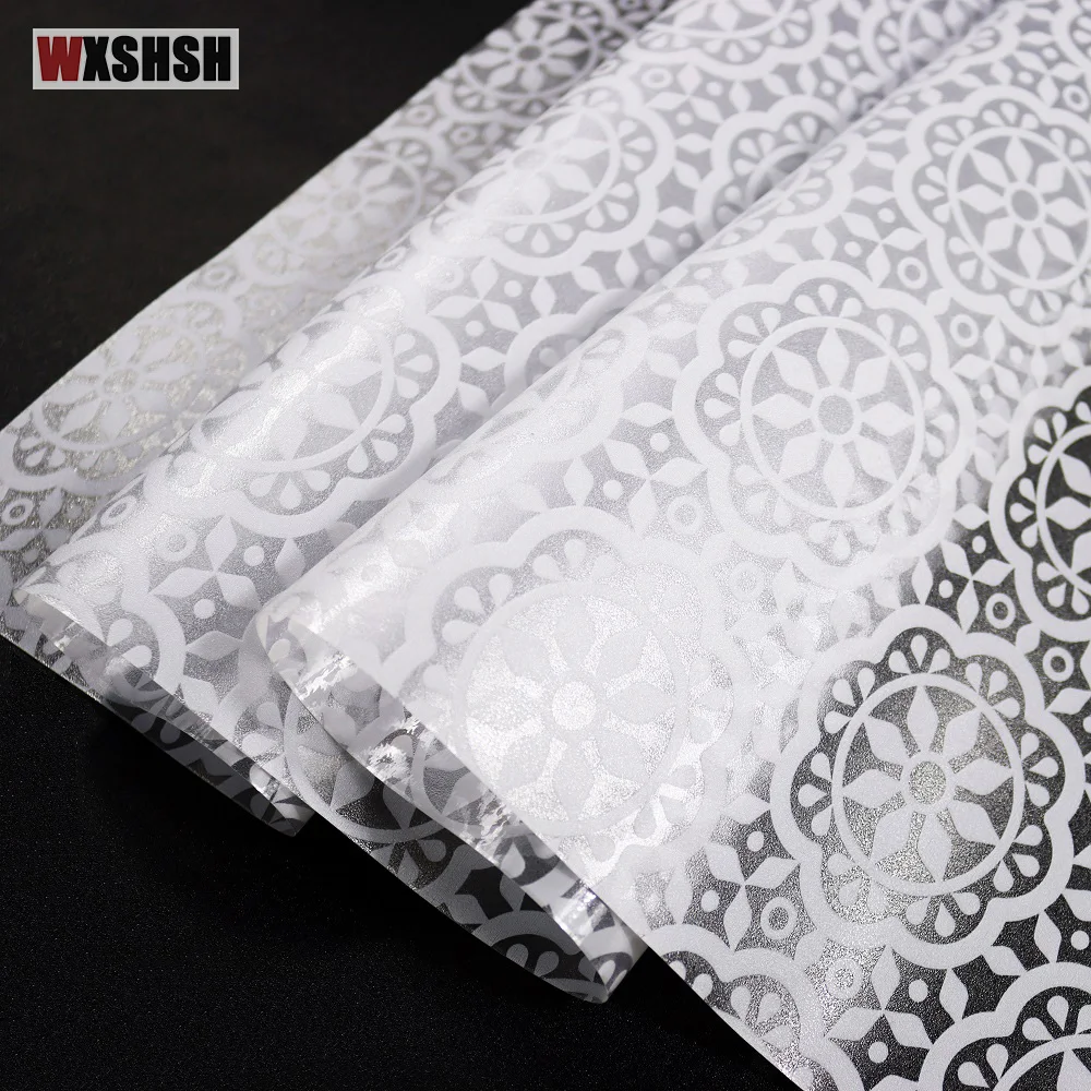 White Flower Static Cling Window Film Home Decor PVC European Style UV-Proof Privacy Protection Glass Film For Home Office Store