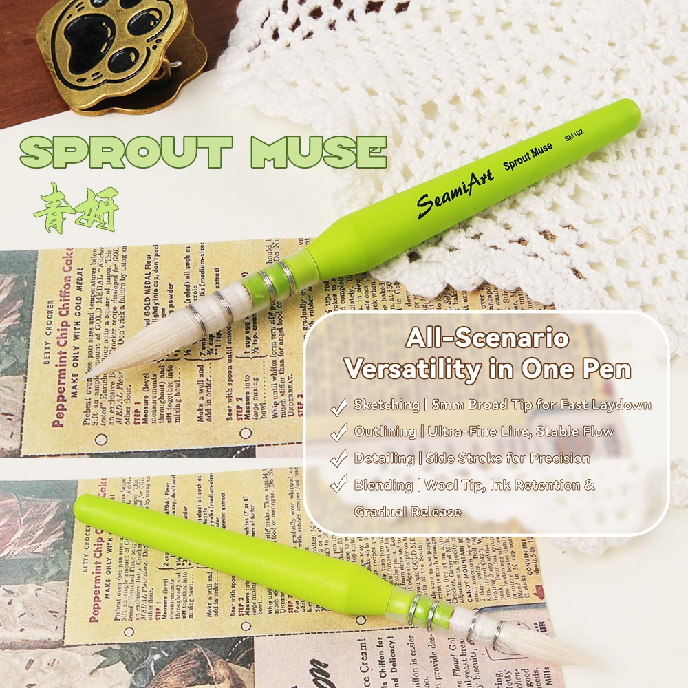 SeamiArt 1 Stück Sprout Muse Reise-Malpinsel mit kurzem Griff, Ziegen-Nylon-Mischung, tragbarer Aquarellpinsel – Detail 8