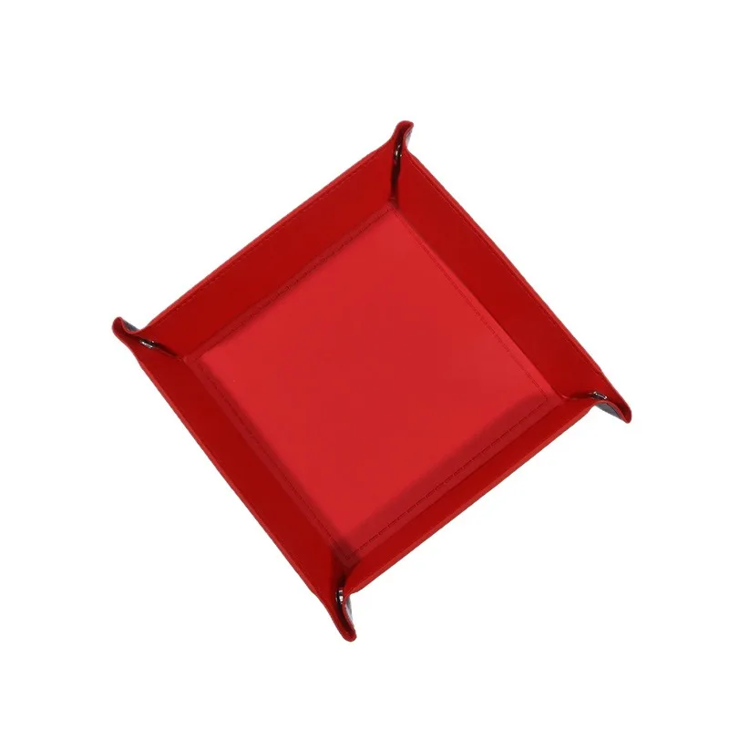 롤링 폴딩 육각형 주사위 게임 보관 트레이 PU 가죽&벨벳 매트 홀더 양면 두꺼운 사무용품 보관 도구