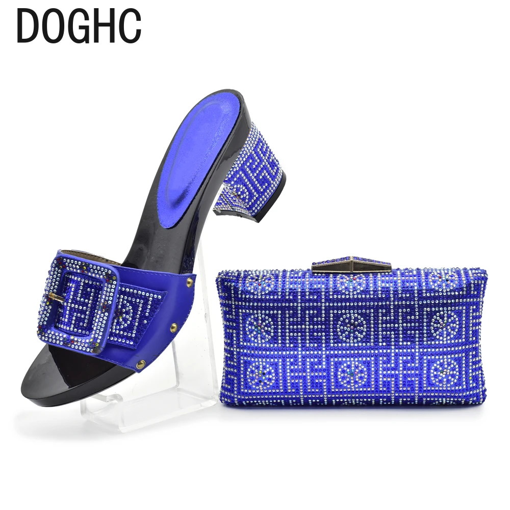 

Latest Italian Shoes with Matching Bags for Wedding Italy African Shoe and Bag Set Rhinestone Heels Matching Shoes and Bag Set