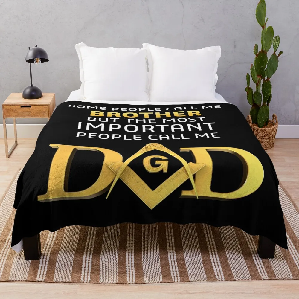 

Freemason Father's Day Gift Gold Square and Compass Masonic Flannel Throw Blanket Masonic Logo Blanket Lightweight Comfortable