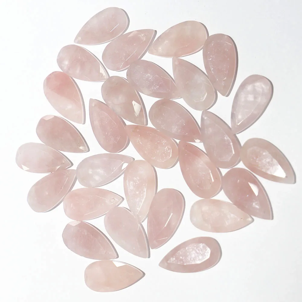 Free Shipping Natural Rose Quartz Drop Cut Pendant Necklace Charm Fashion Jewelry Making Diy Earring Accessories Wholesale 10Pcs
