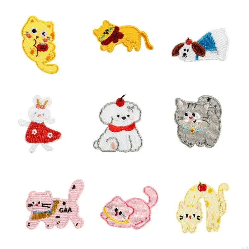 9 PCs Cartoon Tier bestickte Flecken Eisen auf Flecken Katzen auf Flecken y08e – Detail 9