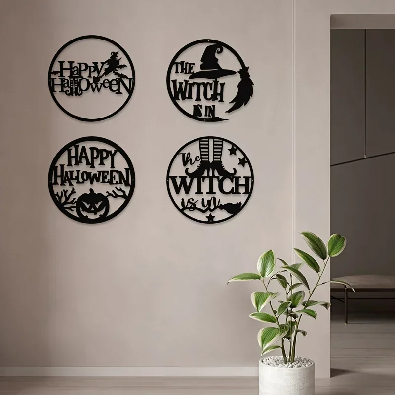 

HELLOYOUNG Metal Home Decor Halloween Witch Pumpkin Pattern Frameless Pendant Kids Room Kindergarten Livingroom Nursery Bedroom