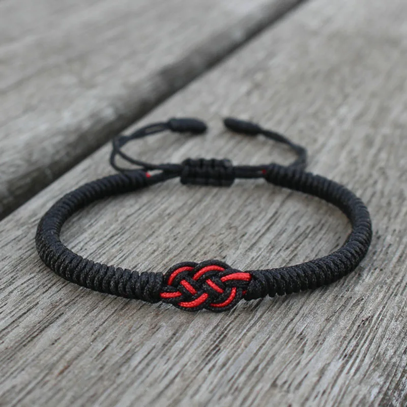 Chinese Red String Bracelet 2 Colors Handmade Unisex Weaven Adjustable Friendship Gift For Lovers