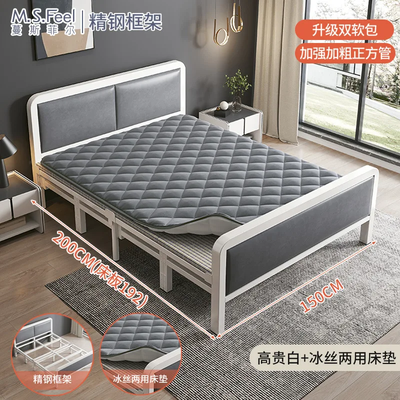 AOLIVIYA Cama plegable individual para el hogar, cama sencilla para Siesta, casa de alquiler, fuerte y duradera, reforzada, doble, cuatro pliegues y dura