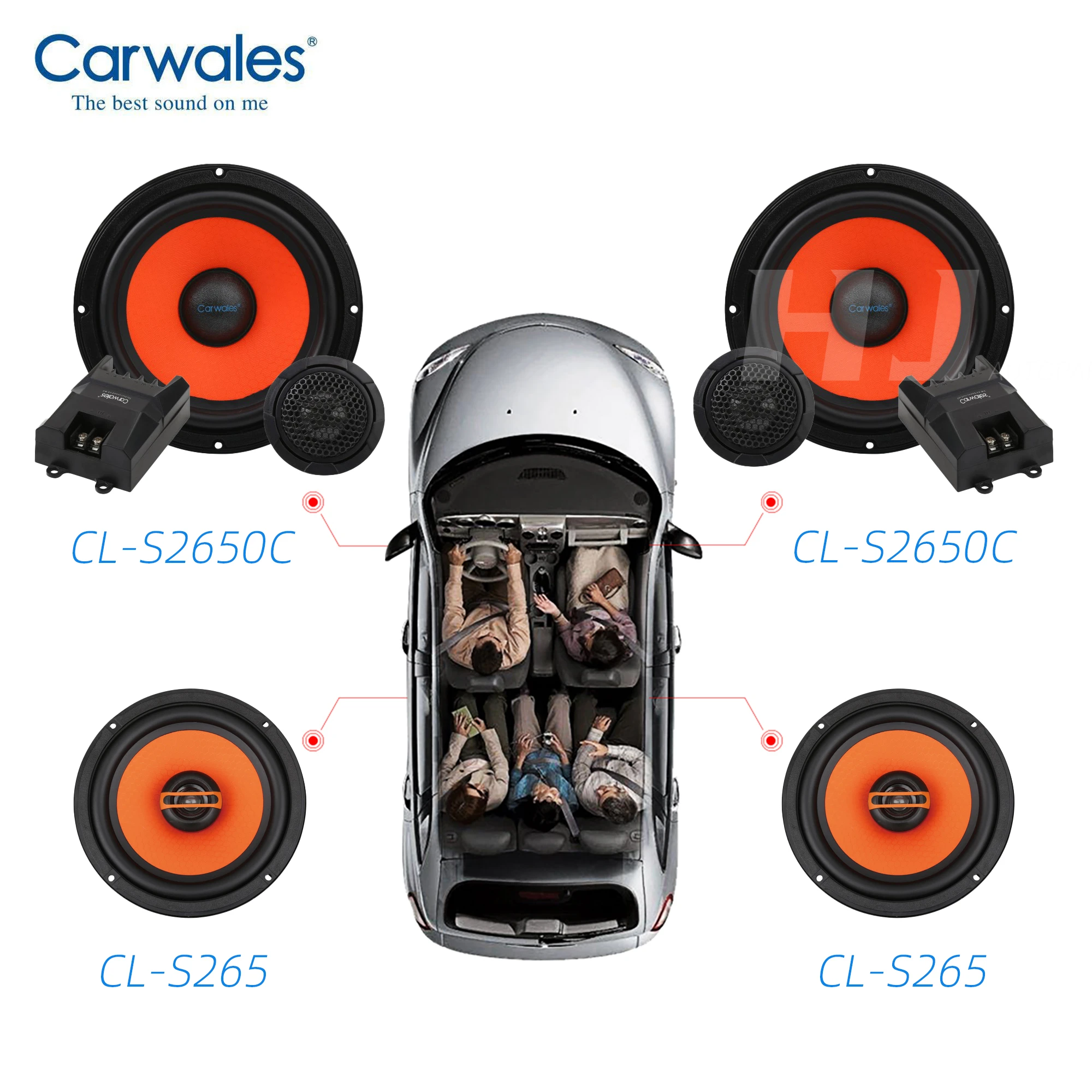 1kit speaker 6.5 Inch 2-Way Coaxial Combination Speaker Kit Audio System Set Tweeter woofer treble Car Door 6.5" with divider