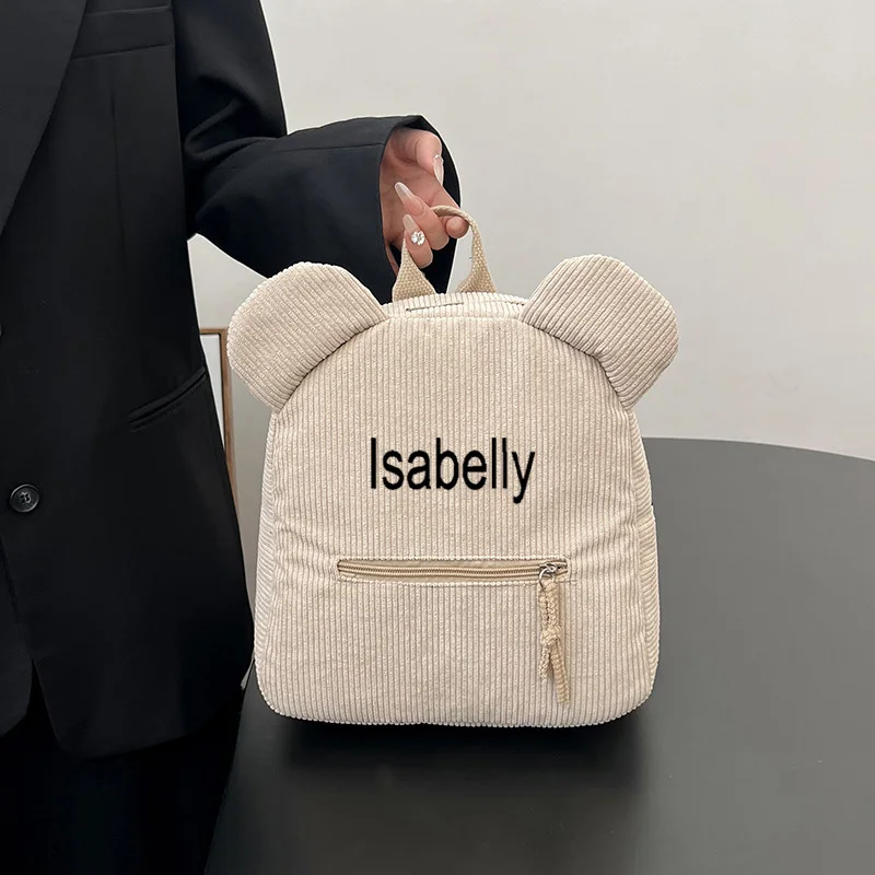 Новый вельветовый повседневный рюкзак с медведем под заказ