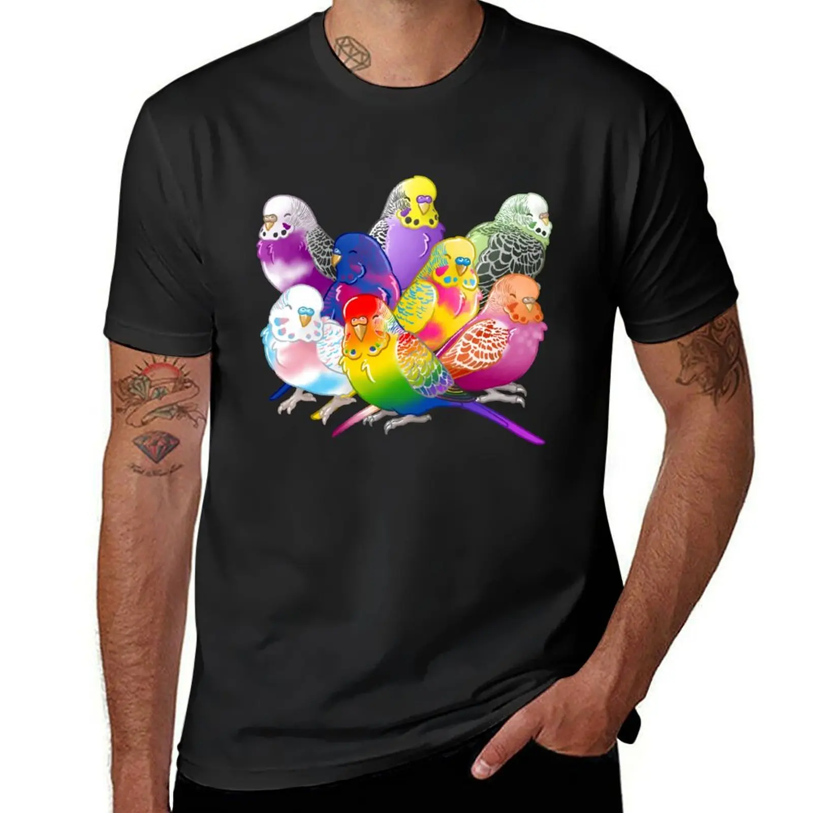 

Pride Budgie Group T-Shirt animal prinfor boys sports fans hippie clothes mens vintage t shirts