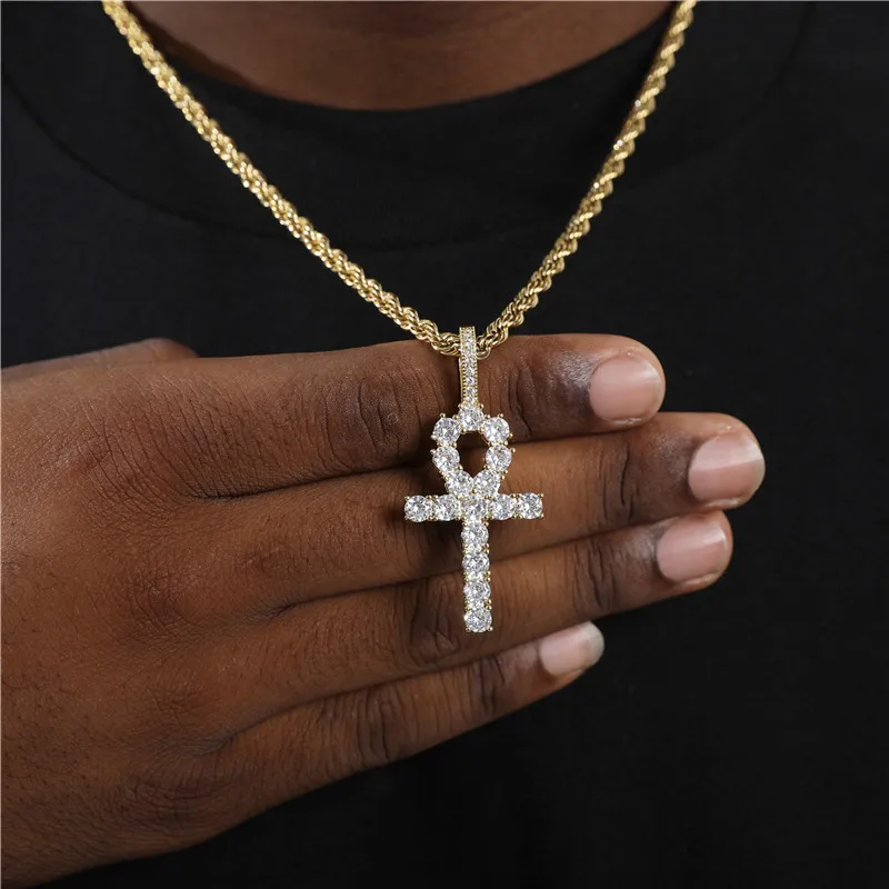

Hip Hop Jesus Cross Pendant with Rope Chain Micro Pave AAA+ Cubic Zirconia Luxury Style Necklace for Mens