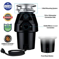Eco Logic 1/2 HP Garbage Disposal with Brushed Nickel Sink Flange 10-US-EL-7-DS-3B-BN 2