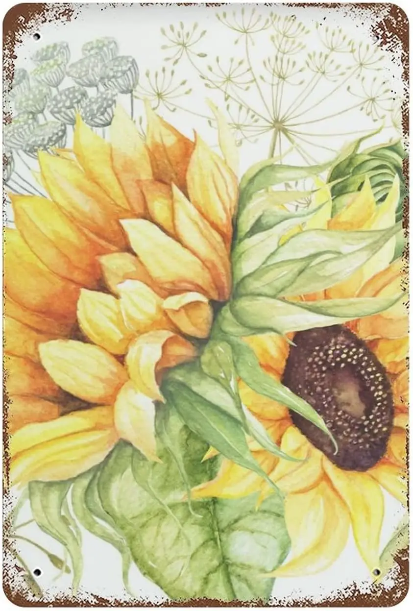 

Жестяные винтажные знаки в виде подсолнуха, винтажные забавные металлические винтажные жестяные знаки в виде подсолнуха, настенное украшение 5,5x8 дюймов для кафе и кофе
