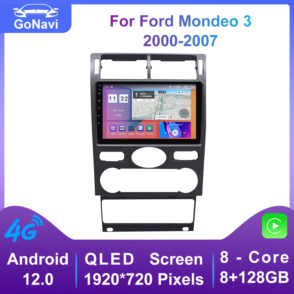 

Автомобильный мультимедийный DVD-плеер Android 12,0 для Ford Mondeo 3 2000-2007, многофункциональная GPS-навигация, аудио, стерео, радио, Carplay 4G