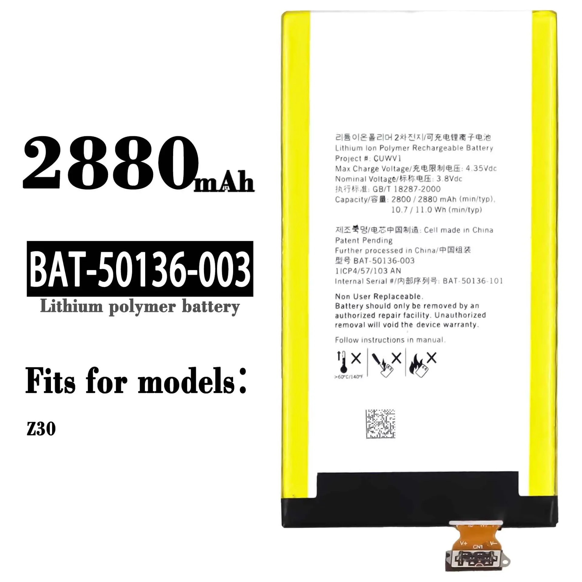 

100% Orginal High Quality Replacement Battery For BlackBerry Z30 BAT-50136-003 Built-in Large Capacity Lithium Batteries + Tools