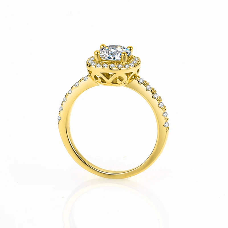 Пръстен с диамант от моасанит 18 каратово злато 925 Сребърен годежен пръстен Класически дамски сватбен подарък Размер 1,5/2/3/5 карата