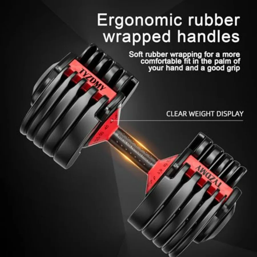 Adjustable Dumbbells Set of 2，Free Weights Dumbbells Set，Adjustable Dumbbell Set，52.5 lbs pair 105 lbs，15 in 1，for Men/Women Gym