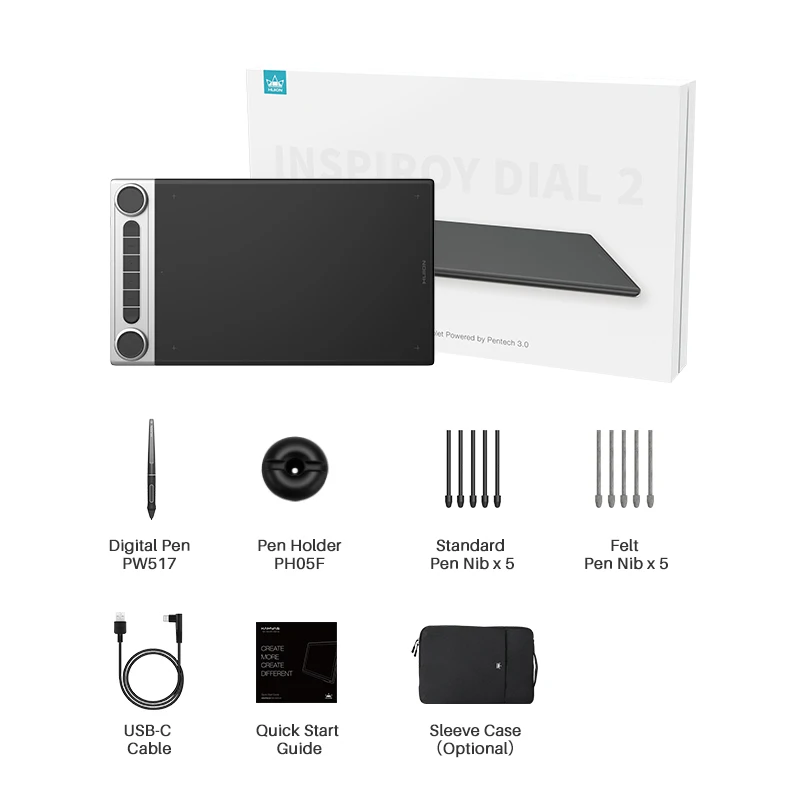HUION Inspiroy Dial 2 Q630M Digital Graphic Drawing Tablet