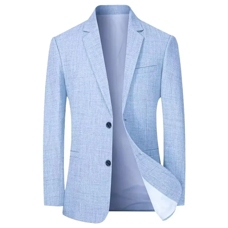 Men Suits Jackets Beige/Blue Men Suit Linen Blazers Jackets Business Casual Suit Designer Coats New Spring Summer Formal Wear Slim Fit Blazers