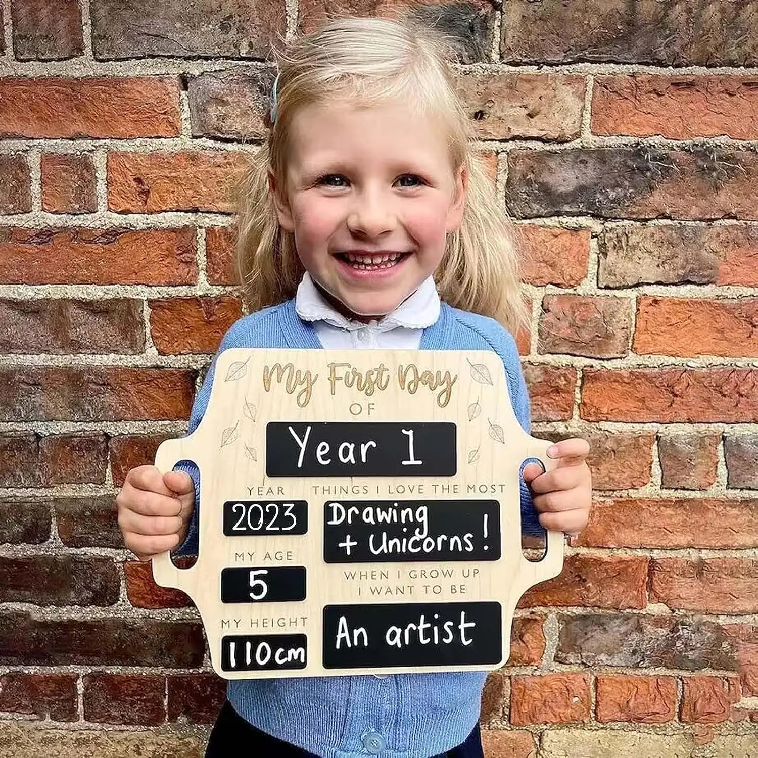 First Day of School Board Chalkboard Personalised My First Day of School Sign with Handle Back to Memory Photo Prop