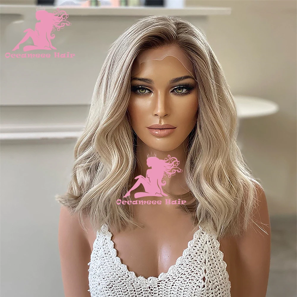 Highlight Human Hair Wigs Bleach Preplucked Blonde Thin End 360 Full Lace Frontal Transparent Swiss Lace Wig Body Wave Ash Blond