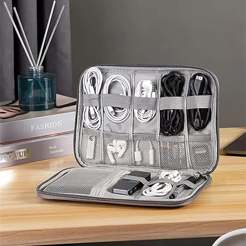 Compact Travel Tech Organizer - Multi-Pocket Storage Bag for Cables, Chargers & Memory Cards