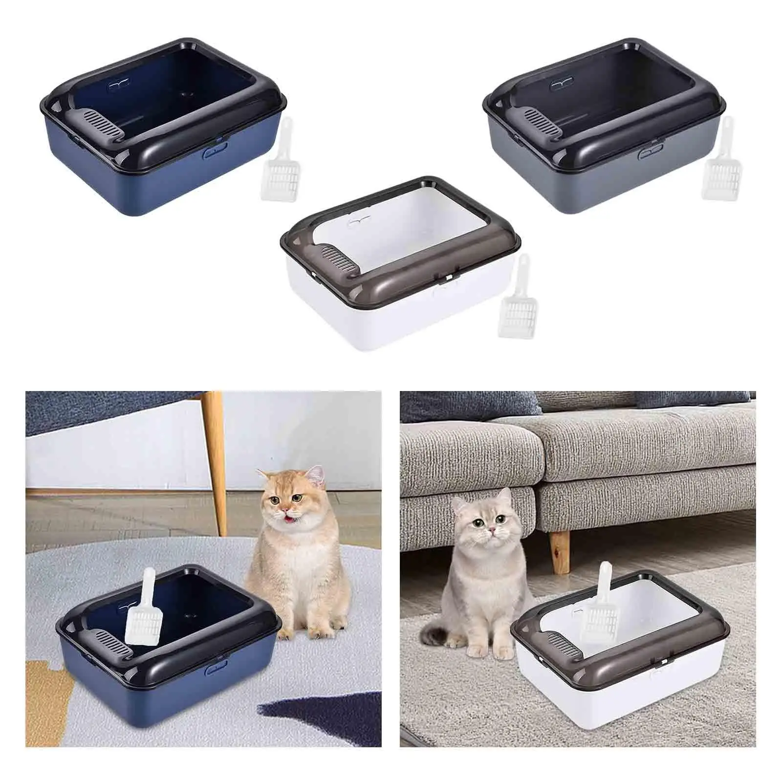 Open Top Pet Litter Tray Cat Litter Container Easy to Clean and Assemble Cat Litter Basin Cat Litter Box with Scoop Removable Open Top Pet Litter Tray Cat Litter Container Easy to Clean and Assemble Cat Litter Basin Cat Litter Box with Scoop Removable