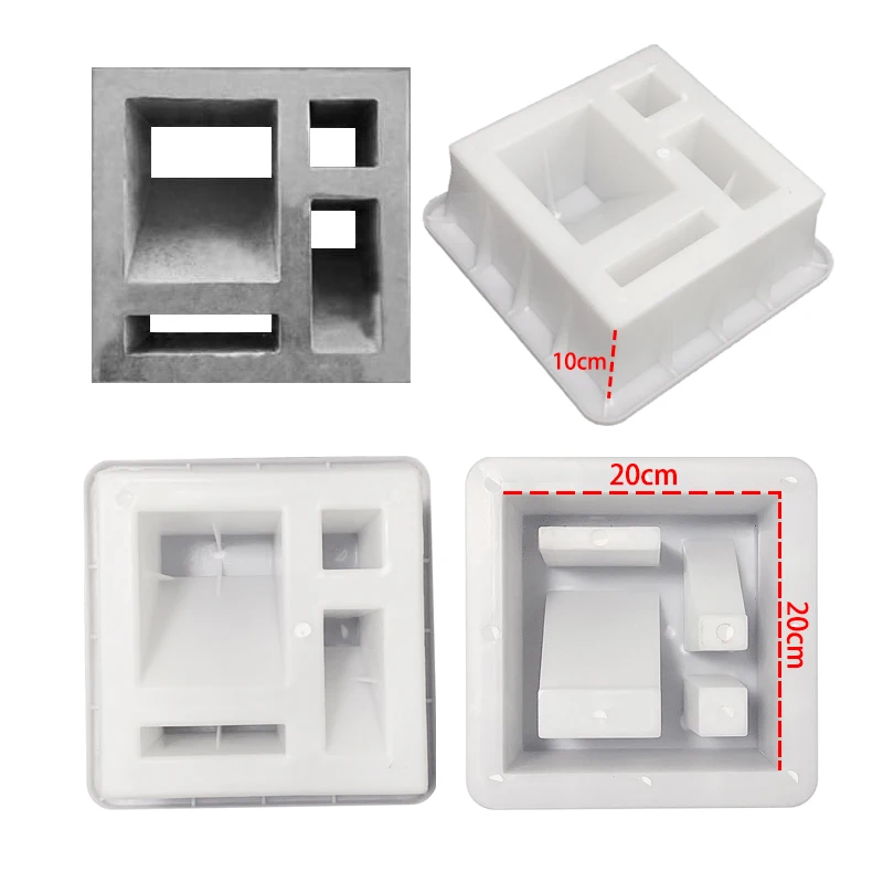 Hollow Brick Plastic Mold Cement Hollow Brick Decorative Wall Square Building Product Wall Decoration 20x20x10cm