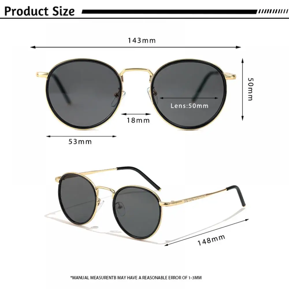 CATERSIDE Neue optische Sonnenbrille für Herren, Retro-Stil, kleiner runder Rahmen, Korrektionsbrille für Damen, UV-beständige Myopie-Brille für den Außenbereich – Detail 1