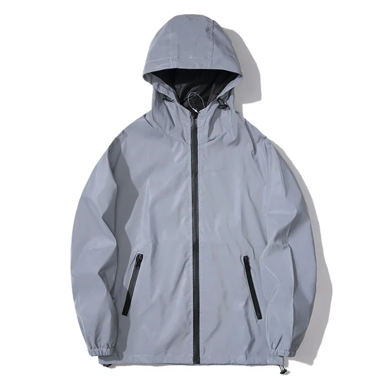 ジャケット・アウター LAD MUSICIAN REFLECTIVE HOODED COAT LZLRUN Reflective Jacket Casual Hiphop Windbreaker Night