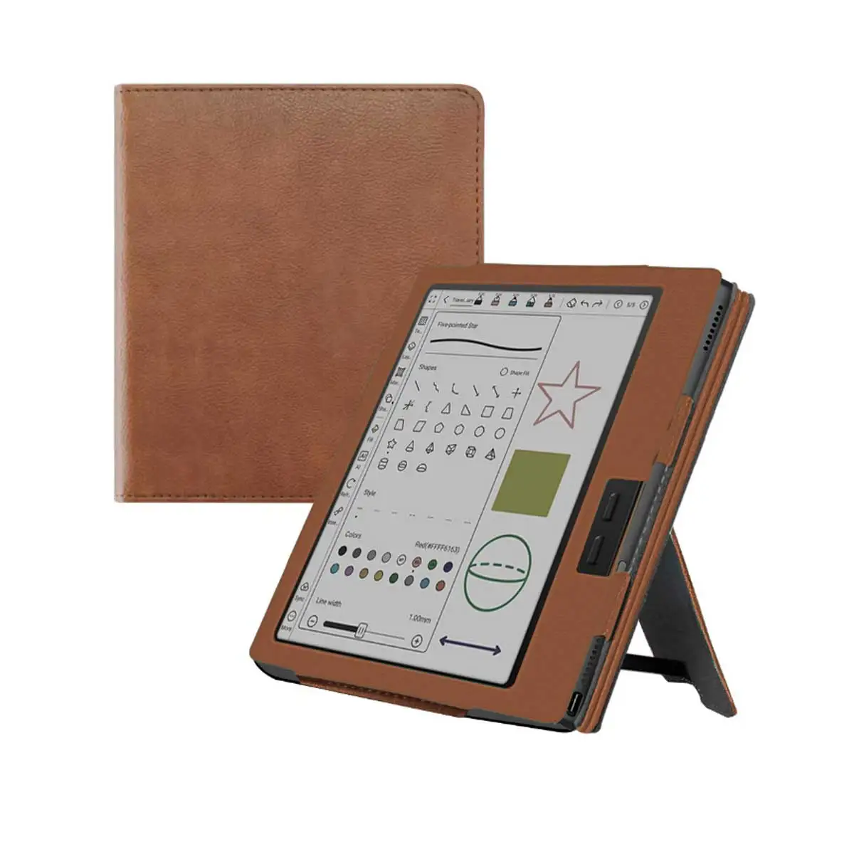 Premium PU Leather E-Reader Case with Hand Strap and Kickstand