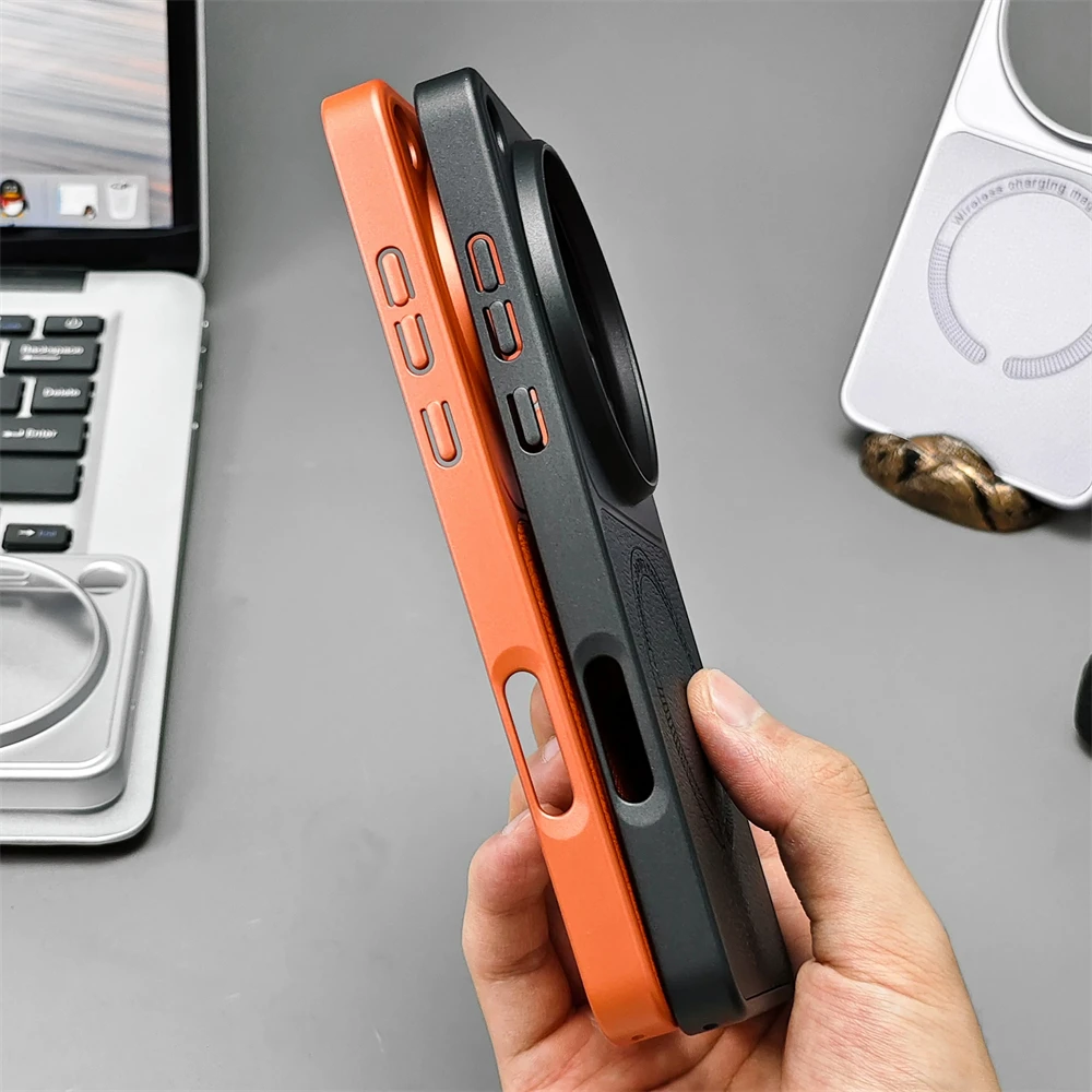 Luxury Litchi Texture PU Leather Magnetic Slim Case - Ultra Thin Wireless Charging Hard Cover