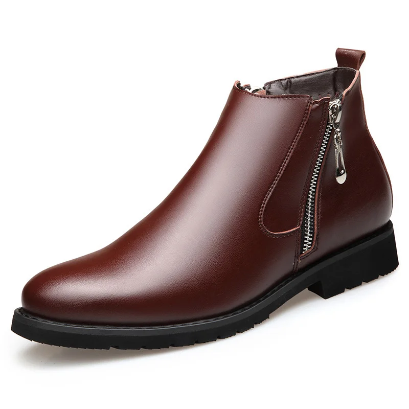Snow Boots Men Chelsea Boots Men Winter Leather Boots