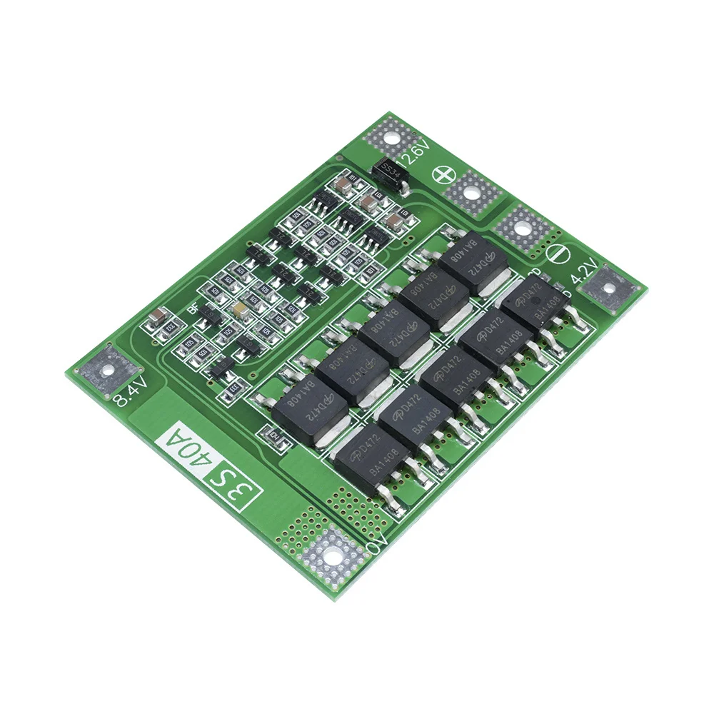 Carte BMS 3S 12V 40A avec câbles de connexion pour équilibrage des cellules lithium