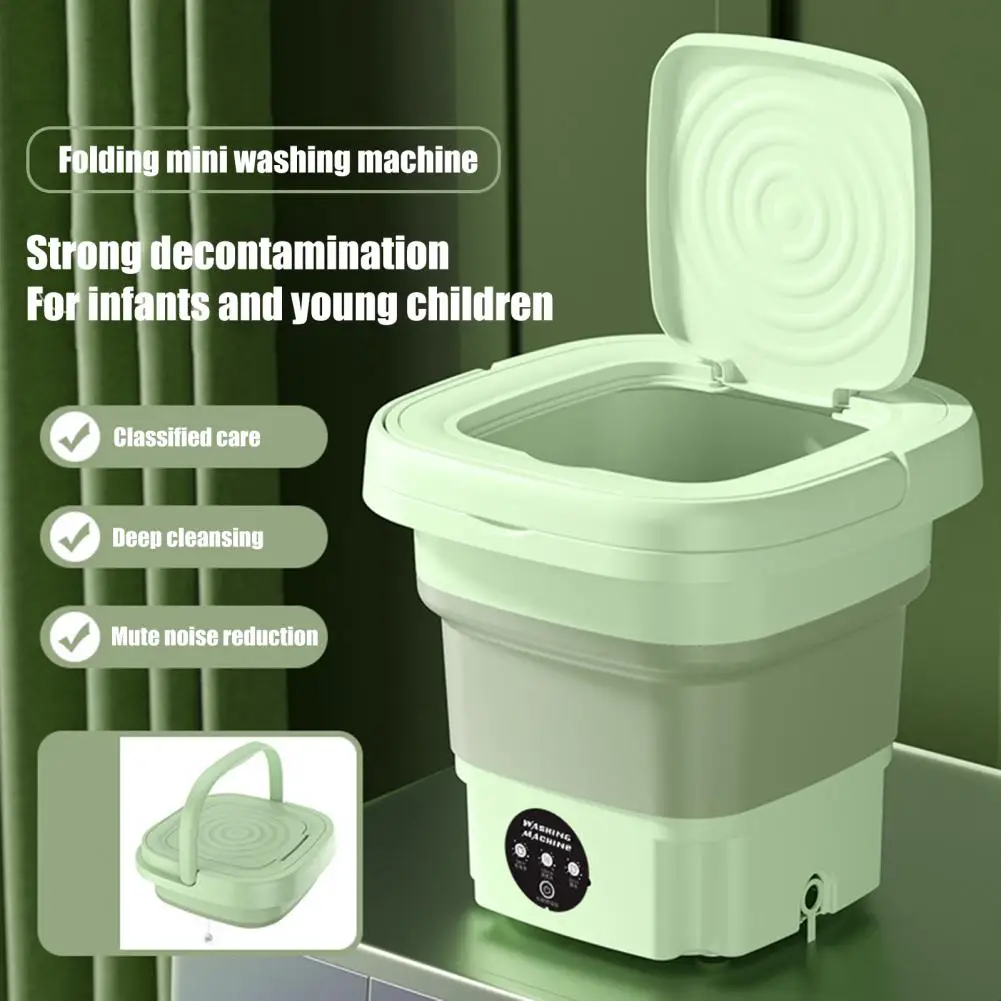 8L US Plug 3 Modes Half Automatic Washing Machine With Drain Basket Imitation Hand Washing Handheld Foldable Underwear Washer