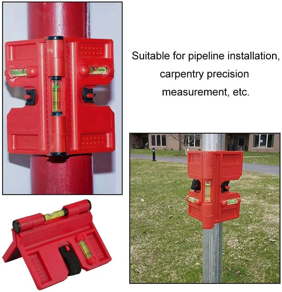 90Degree Angle Level Fence Post Pipe Magnetic Adjustable Post Level With Elastic Band Horizontal Vertical 3 Vials