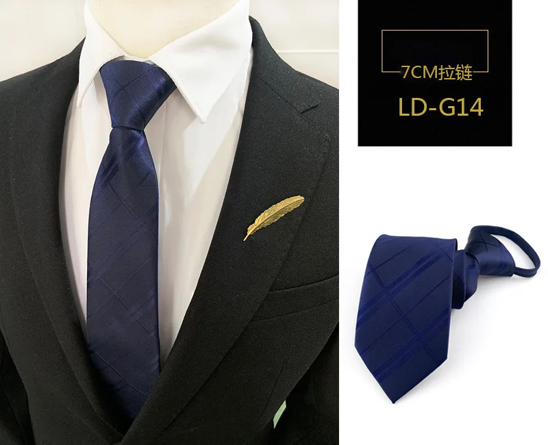 Mode 7 cm Herren Krawatte vorgebunden leicht zu tragen Krawatte Reißverschluss faul vorgebunden Streifen Dot Plaid Business Hochzeit Krawatte für Mann – Detail 36