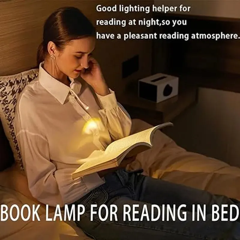 Mini LED Book Night Light Adjustable Clip 360&deg; Flip Study Eye Protection Lamp Rechargeable 3 Color Travel Bedroom Reading