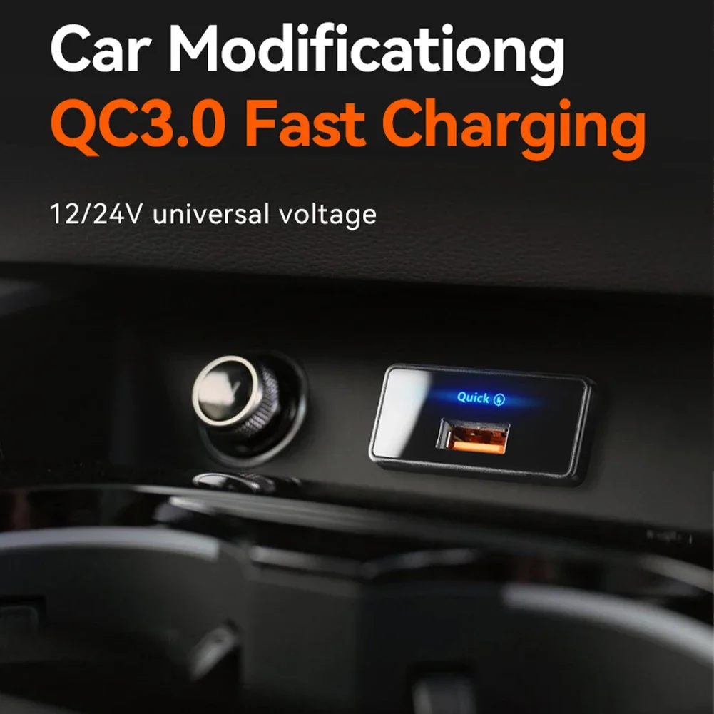 18W/30W Car Charger Fast Charging PD Type C/USB Car Charger Power Socket USB Phone Charger Adapter Panel for RV Boat Truck