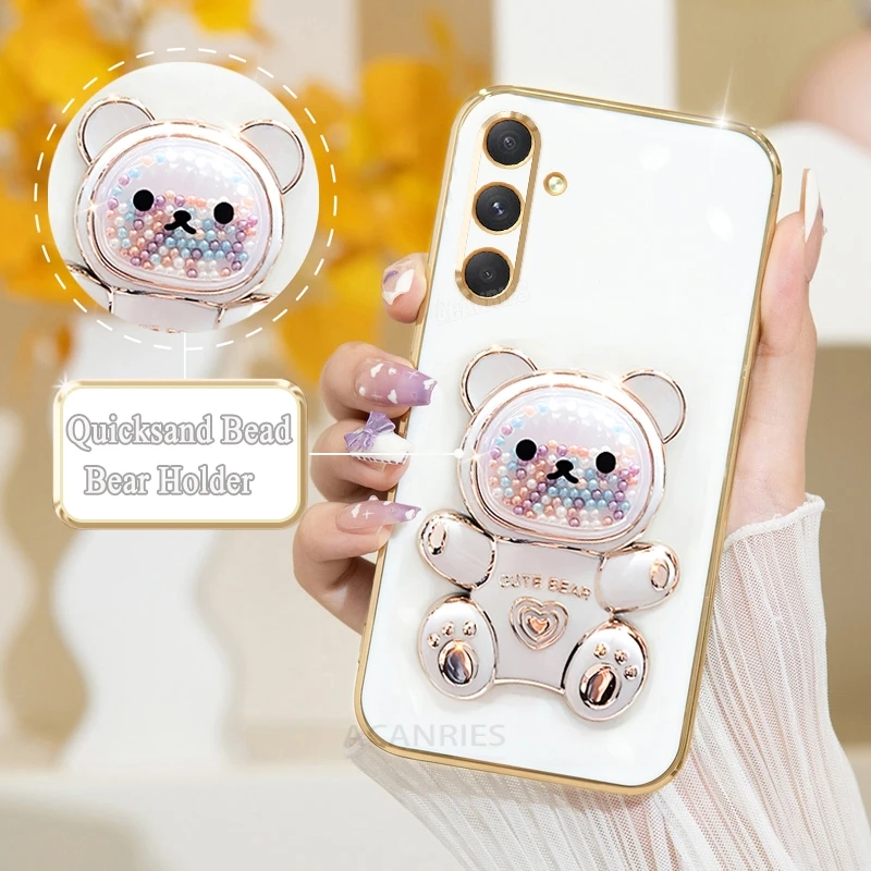 Luxury Plating Silicone Case with Bear Holder & Stand Feature
