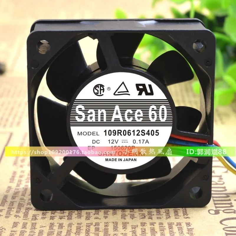 

SSEA New Fan For SANYO San Ace 60 109R0612S405 12V 0.17A 6CM 6025 Fan Cooling Fan 60*60*25MM
