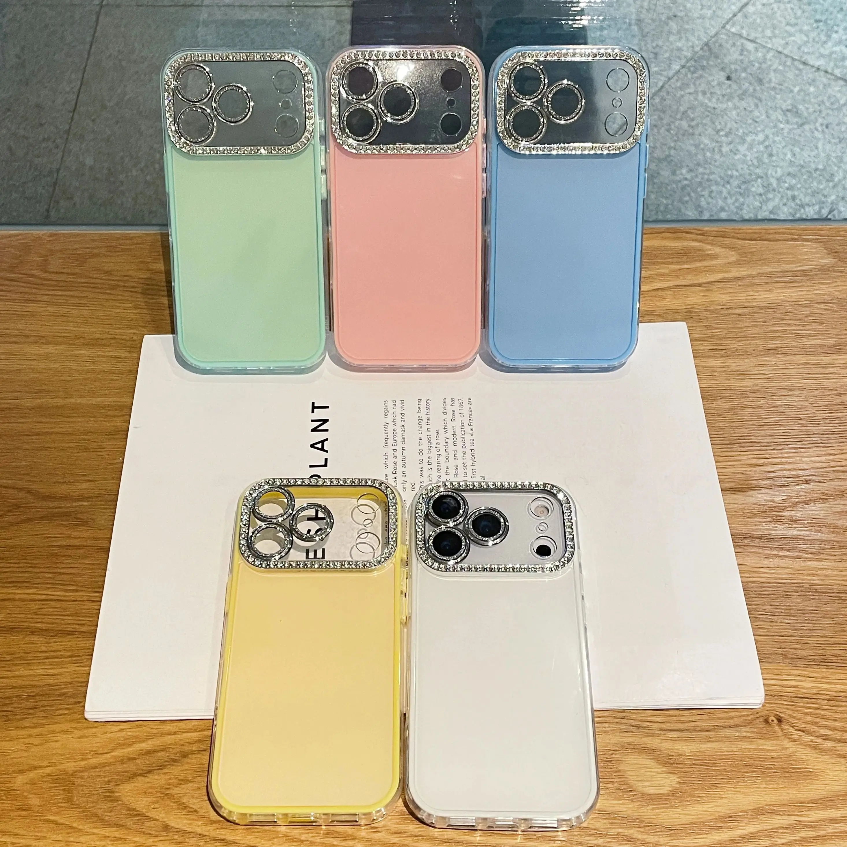 Shiny Diamond Camera Lens Candy Color Phone Case - Shockproof Protection