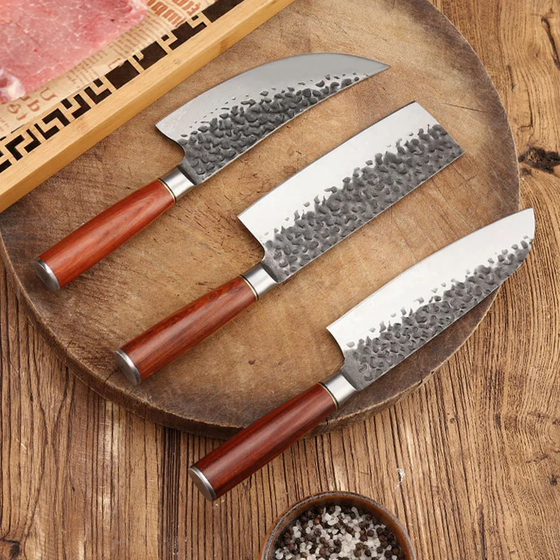 

Forged Hammered Stainless Steel Household Meat Vegetable Slicing Knifes Cooking Cleaver Chef's Knives Kitchen Cooking Tools