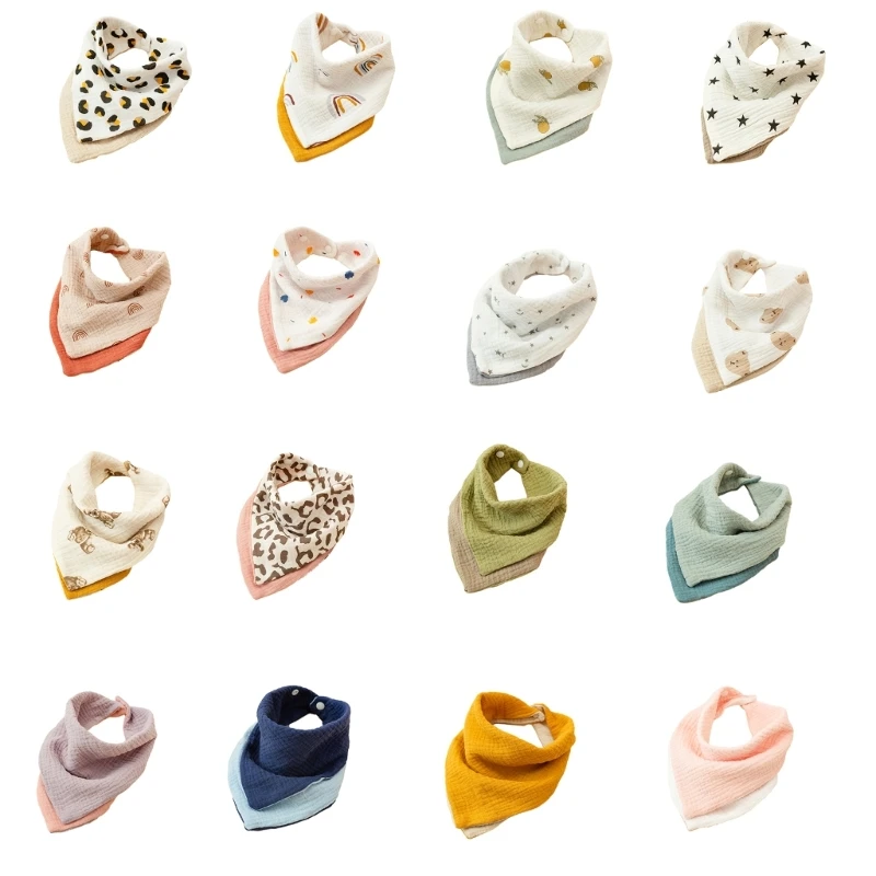 

Baby Bandana Bibs Cotton Baby Bibs 4-Layer Baby Drooling Bibs Soft & Absorbent Bibs for Teething Drooling Lightweight