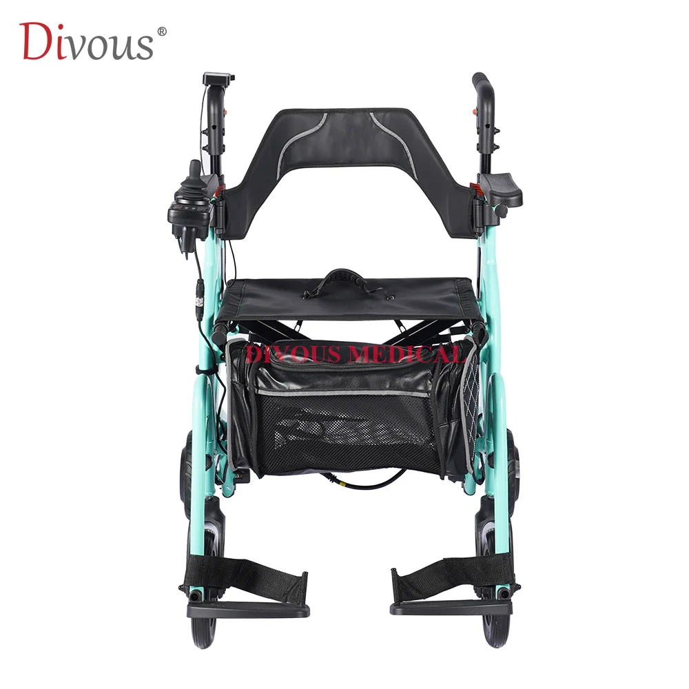 Health Care Multifunctional Lightweight Folding 4-Wheel Electric Wheelchair Elderly Outdoor Trolley Electric Rollator Walker
