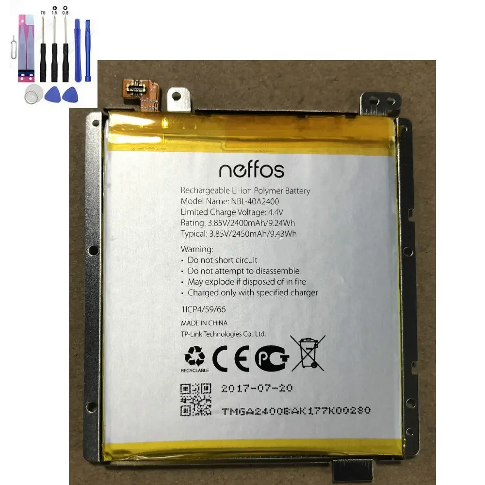 

Battery 2450mAh 9.43Wh 3.85V for Nbl-40a2400 TP-link Neffos Y5s TP804A TP804C Cell phone batterie+TOOLS