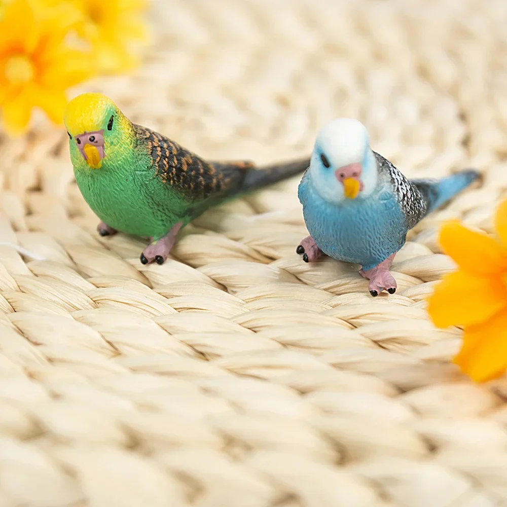 Creative Simulation Parakeet Parrot Landscape Ornament Miniature Animal Model Lawn Figurine Artificial Bird Photography Props