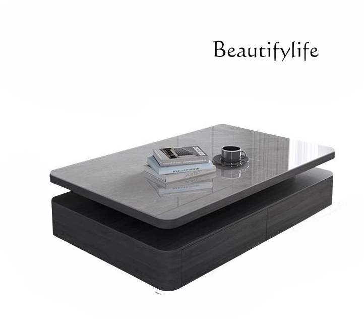 

New Italian Minimalist Light Luxury Stone Plate Coffee Table TV Cabinet Combination Modern Minimalist Small Apartment