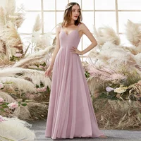 Modest A Line Bridesmaid Dresses Simple Chiffon Spaghetti Straps Tiered Ruffle Customize Maid Of Honor Gowns vestido festa 1